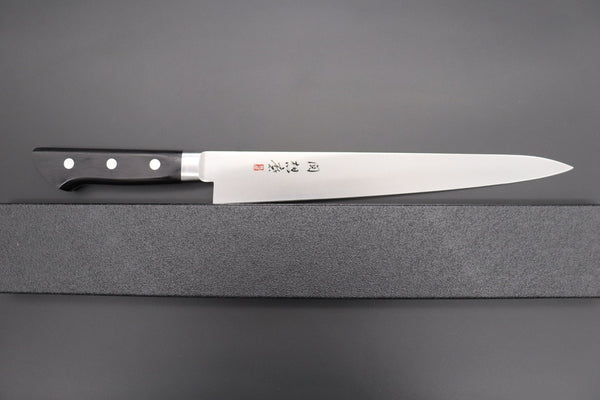 Fujiwara Kanefusa Sujihiki 想磨 SOUMA (Fujiwara Kanefusa) FKM Series Sujihiki (240mm and 270mm, 2 sizes, Black Pakka Wood Handle)