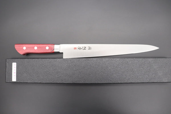 Fujiwara Kanefusa Sujihiki 想磨 SOUMA (Fujiwara Kanefusa) FKM Series Sujihiki (240mm and 270mm, 2 sizes, Wine Pakka Wood Handle)