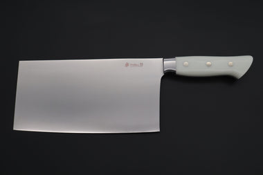 Hattori Chinese Cleaver Hattori 傘 SAN Limited Edition, FH Series Solid VG-10 SAN-CC1 Chinese Cleaver (Fresh White Corian Handle)