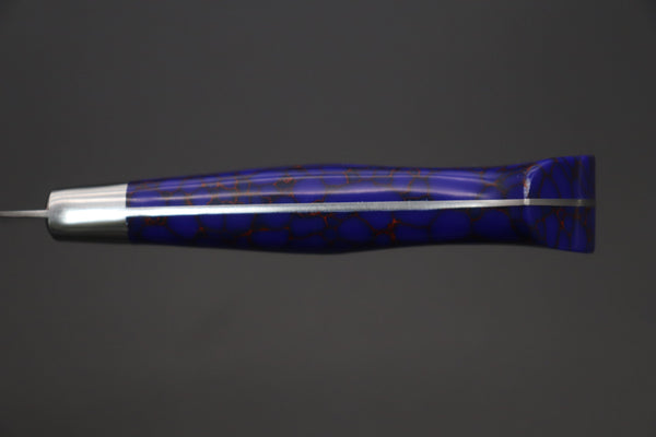 Hattori Gyuto Hattori Forums Custom Limited Edition, FH "NOAH" Series FHN-6SPDBT Gyuto 210mm (8.2 Inch, Deep Blue Turquoise Gem-Composite-stone Handle)