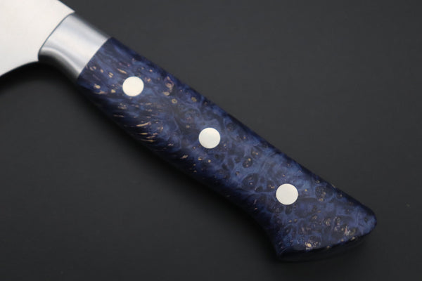 Hattori Gyuto Hattori Forums Custom Limited Edition FH Solid VG-10 Series FH-7SPBLUE Gyuto 240mm (9.4 Inch, Blue Color Stabilized Box Elder Wood Handle)