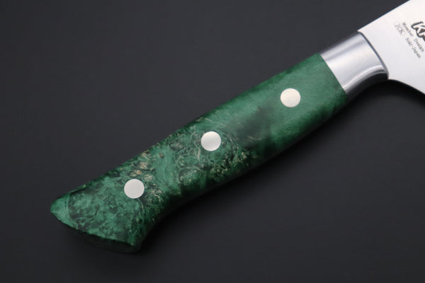 Hattori Gyuto Hattori Forums Custom Limited Edition FH Solid VG-10 Series FH-7SPGreen Gyuto 240mm (9.4 Inch, Green Color Stabilized Box Elder Wood Handle)