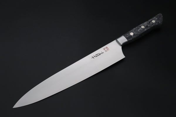 Hattori Gyuto FHN-7ND Gyuto 240mm (9.4inch) Hattori Forums FH "NOAH" Series "SNOW IN THE DARK" FHN-7ND Gyuto 240mm (9.4 Inch, Dupont Corian® Handle)