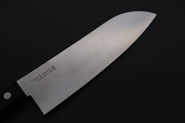 Hattori Santoku SAN-CX Santoku 170mm (6.6inch) Hattori 傘 SAN Limited Edition, Cowry X and VG-2 clad SAN-CX Santoku 170mm (6.6 inch, Black Linen Micarta Handle)