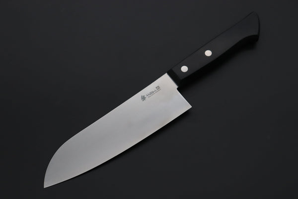 Hattori Santoku SAN-CX Santoku 170mm (6.6inch) Hattori 傘 SAN Limited Edition, Cowry X and VG-2 clad SAN-CX Santoku 170mm (6.6 inch, Black Linen Micarta Handle)