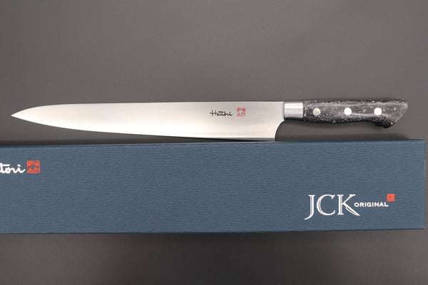 Hattori Sujihiki Hattori FH Series Limited Edition "SNOW IN THE DARK" Sujihiki (230mm to 300mm, 3 sizes, Dupont Corian® Handle)