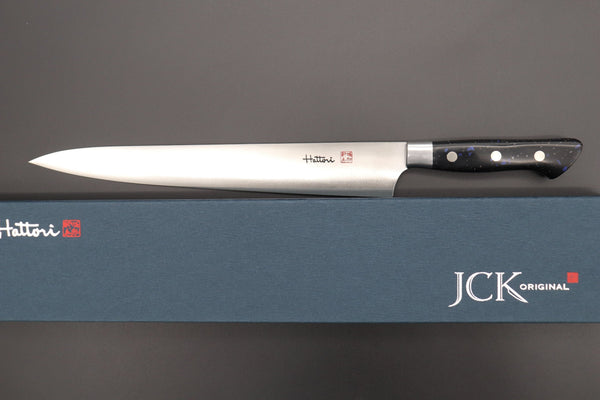 Hattori Sujihiki Hattori FH Series Limited Edition Sujihiki (230mm and 300mm, 3 sizes, "Black Space" Corian® Handle)