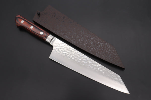 JCK Natures Bunka With Brown Wooden Saya +$26 JCK Natures 月光　金 ”Gekko Gold” GEG-2 Kiritsuke 190mm (7.4 inch, Golden-brown Color of the Mahogany Pakka wood Handle)