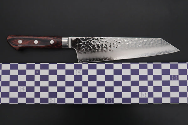 JCK Natures Bunka JCK Natures 金雲 Golden Clouds Series GC-2 AUS10 Tsuchime Hammered Bunka (Kiritsuke) 190mm (7.4 inch, Golden-brown Color of the Mahogany Pakka wood Handle)
