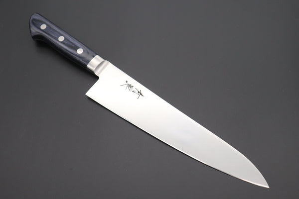 JCK Natures Gyuto Without Blue Wooden Saya JCK Natures Blue Clouds AUS-8 Basic Series BCAP-4 Gyuto 210mm (8.2 inch, Royal Blue-Purple Pakka Wood Handle)