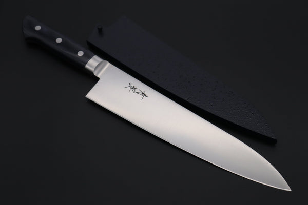 JCK Natures Gyuto With Blue Wooden Saya +$23 JCK Natures Blue Clouds AUS-8 Basic Series BCAP-5 Gyuto 240mm (9.4 inch, Royal Blue-Purple Pakka Wood Handle)