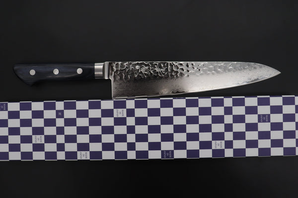 JCK Natures Gyuto JCK Natures Blue Clouds Series BCDP-3 VG-10 Tsuchime Damascus Gyuto 210mm (8.2 inch, Royal Blue-Purple Pakka Wood Handle)