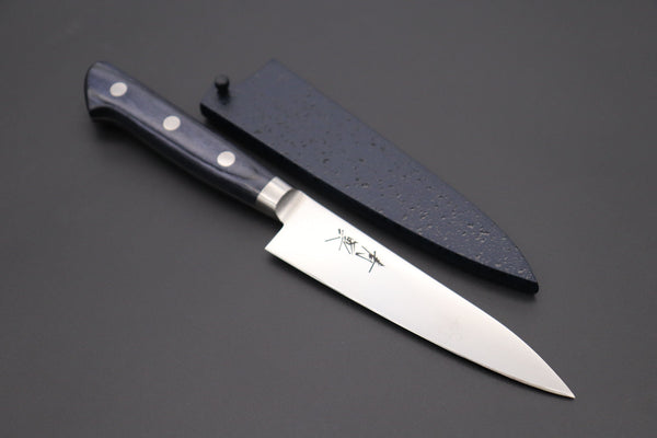 JCK Natures Petty With Blue Wooden Saya +$22 JCK Natures Blue Clouds AUS-8 Basic Series BCAP-1 Petty 120mm (4.7 inch, Royal Blue-Purple Pakka Wood Handle)