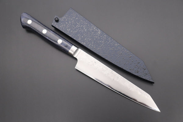 JCK Natures Petty JCK Natures 青雲 Blue Clouds Series BCBP-1 Blue Steel No.2 Nashiji Kiritsuke (Bunka) Petty 140mm (5.5 inch, Royal Blue-Purple Pakka Wood Handle)