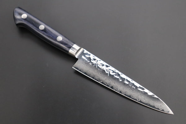 JCK Natures Petty Without Blue Wooden Saya JCK Natures Blue Clouds Series BCDP-1 VG-10 Tsuchime Damascus Petty 135mm (5.3 inch, Royal Blue-Purple Pakka Wood Handle)