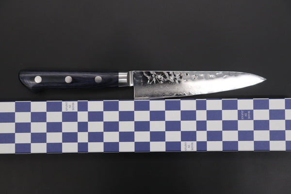 JCK Natures Petty JCK Natures Blue Clouds Series BCDP-1 VG-10 Tsuchime Damascus Petty 135mm (5.3 inch, Royal Blue-Purple Pakka Wood Handle)