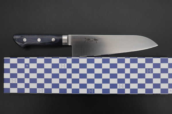 JCK Natures Santoku JCK Natures Blue Clouds AUS-8 Basic Series BCAP-3 Santoku 180mm (7 inch, Royal Blue-Purple Pakka Wood Handle)
