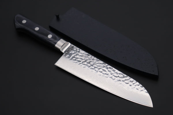 JCK Natures Santoku With Blue Wooden Saya +$23 JCK Natures ”Gekko Blue” Santoku 170mm (6.6 inch, Royal Blue-Purple Pakka Wood Handle)