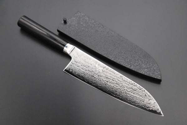 JCK Natures Santoku With Black LacquedWooden Saya +$23 JCK Natures Sea Clouds VG-10 Damascus Series SC-2 Santoku 180mm (7 inch)