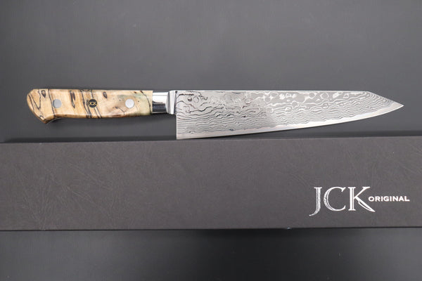 Kagayaki Gyuto JCK Original Kagayaki NOVEL- Limited Edition Custom R-2 Damascus Series KNLTD-83 Kiritsuke-Gyuto 200mm (7.8 inch, Forged Blade)