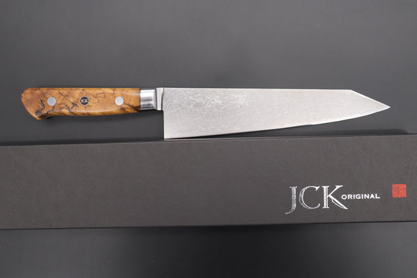 Kagayaki Kiritsuke JCK Original Kagayaki Grand Canyon R-2 White & Silver Damascus Series GCYU-34 Kiritsuke Gyuto 200mmmm (7.8 Inch)