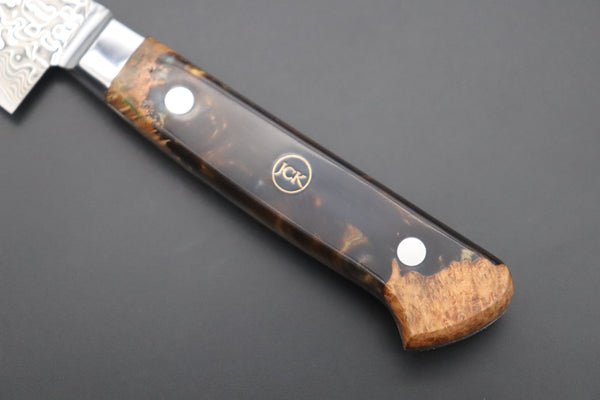 Kagayaki Petty JCK Original Kagayaki NOVEL- Limited Edition Custom R-2 Damascus Series KNLTD-72 Petty 150mm (5.9 inch, Hammer Forged Blade)