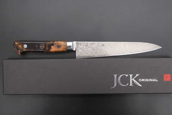 Kagayaki Petty JCK Original Kagayaki NOVEL- Limited Edition Custom R-2 Damascus Series KNLTD-72 Petty 150mm (5.9 inch, Hammer Forged Blade)