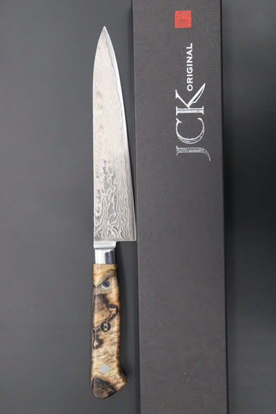 Kagayaki Petty JCK Original Kagayaki NOVEL- Limited Edition Custom R-2 Damascus Series KNLTD-85 Petty 150mm (5.9 inch, Hammer Forged Blade)
