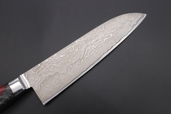 Kagayaki Santoku JCK Original Kagayaki NOVEL- Limited Edition Custom R-2 Damascus Series KNLTD-136 Santoku 175mm (6.8 inch, Forged Blade)