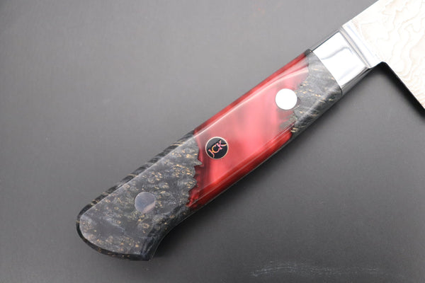 Kagayaki Santoku JCK Original Kagayaki NOVEL- Limited Edition Custom R-2 Damascus Series KNLTD-136 Santoku 175mm (6.8 inch, Forged Blade)