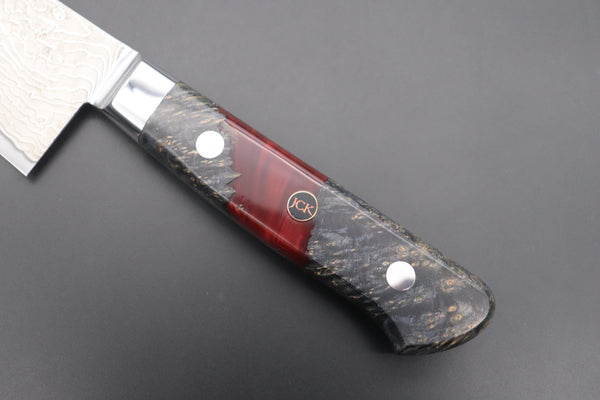 Kagayaki Santoku JCK Original Kagayaki NOVEL- Limited Edition Custom R-2 Damascus Series KNLTD-136 Santoku 175mm (6.8 inch, Forged Blade)