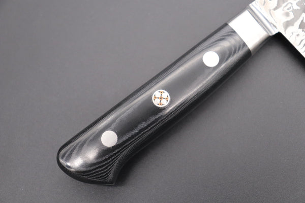 Kagayaki Santoku JCK Original Kagayaki R-2 Black Custom Damascus KGRB-2 Santoku 175mm (6.8 inch, Hammer Forged Blade)