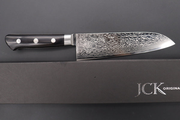 Kagayaki Santoku JCK Original Kagayaki R-2 Damascus Series KGRP-2 Santoku 175mm (6.8inch, Polished Blade)