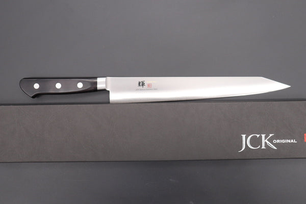 Kagayaki Sujihiki KG-10KES Kiritsuke-Sujihiki 270mm (10.6inch) / ES (Extra Sharpness) / Right Handed JCK Original Kagayaki Basic Series KG-10KES Kiritsuke Sujihiki 270mm (10.6 Inch, Special Order Made, Kiritsuke Blade Version)