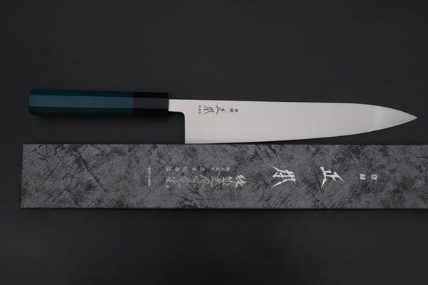 Masamoto Wa Gyuto KS-3124BLUE Wa Gyuto 240mm (9.4 inch) / Black Masamoto Original Limited Edition KS Series White Steel No.2 KS-3124BLUE Wa Gyuto 240mm “Indigo Blue Handle (藍染)”