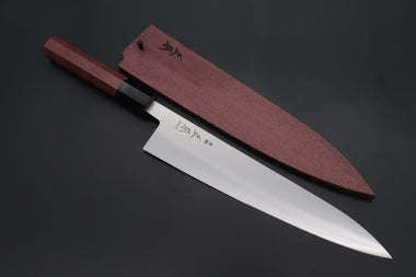 Masamoto Wa Gyuto KS-3124PHS-2 Wa Gyuto 240mm (9.4 inch) / Black Masamoto Original Limited Edition KS Series White Steel No.2 KS-3124PHS-2 Wa Gyuto 240mm “Purple-Heart Wood Handle & Saya”