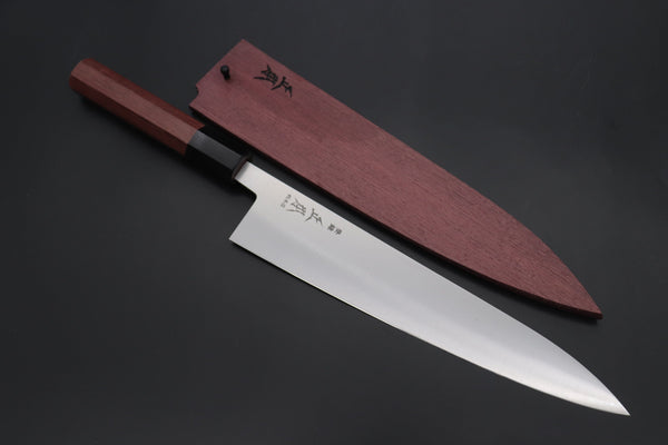 Masamoto Wa Gyuto KS-3124PHS-2 Wa Gyuto 240mm (9.4 inch) / Black Masamoto Original Limited Edition KS Series White Steel No.2 KS-3124PHS-2 Wa Gyuto 240mm “Purple-Heart Wood Handle & Saya”