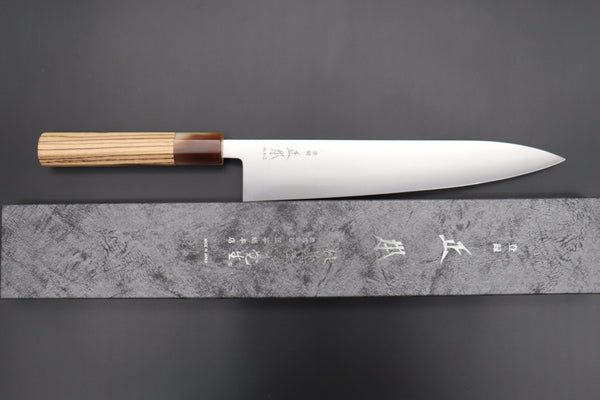 Masamoto Wa Gyuto KS-3124ZBS Wa Gyuto 240mm (9.4 inch) / Marble Masamoto Original Limited Edition KS Series White Steel No.2 KS-3124ZBS Wa Gyuto 240mm “Zebra Wood Handle & Saya”