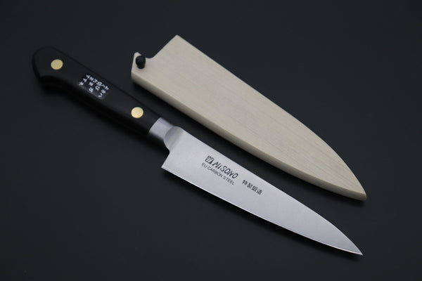 Misono Paring Misono Final Discount !! "Carbon Steel Lover 2Pcs Set Part 2" Sweden Steel Series No.131 Petty 120mm (4.7 inch) and No.112 Gyuto 210mm (8.2 Inch) (comes with Magnolia Wooden Sayas + Tsubaki Oil)