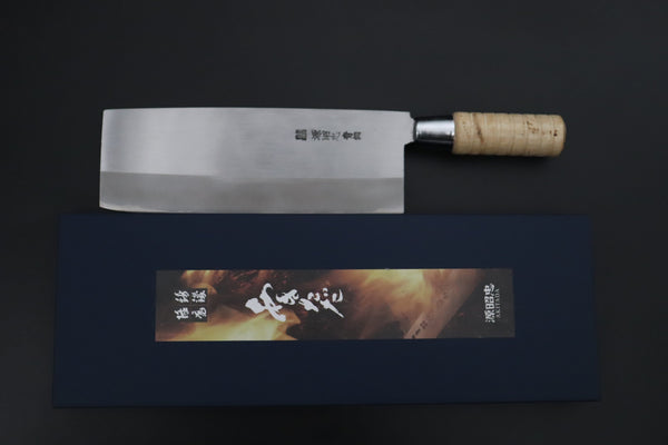 Mizuno Tanrenjo Chinese Cleaver Mizuno Tanrenjo — Special Orders & Limited Editions Akitada Hontanren Series "Blue Steel No.2 San-Mai" MT-20 Chinese Cleaver (Thick and Heavy for hard use)