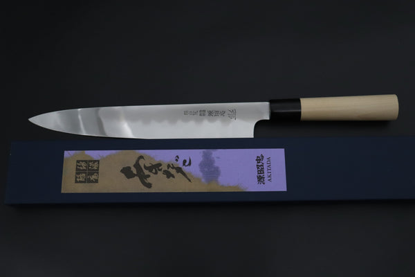 Mizuno Tanrenjo Wa Sujihiki Mizuno Tanrenjo — Special Orders & Limited Editions Akitada Honyaki DX Blue Steel No.2 Series - Versatile Sujihiki 270mm (10.6 Inch, MT-1)
