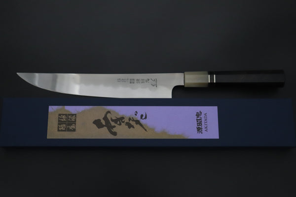 Mizuno Tanrenjo Yanagiba For only Right Handers Mizuno Tanrenjo — Special Orders & Limited Editions Akitada Honyaki DX Blue Steel No.2 Series - Katana-Hocho 240mm (Single Bevel Edge, Versatile Single Bevel Edge Utility Slicer Knife, 9.4 Inch, MT-11)