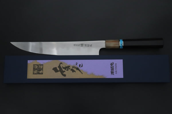 Mizuno Tanrenjo Yanagiba For only Right Handers Mizuno Tanrenjo — Special Orders & Limited Editions Akitada Honyaki White Steel Series - Katana-Hocho 240mm (Single Bevel Edge, Versatile Single Bevel Edge Utility Slicer Knife, 9.4 Inch, MT-9)