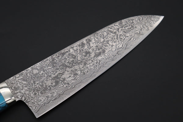 Mr. Itou Gyuto Mr. Itou & Mr. Nagata "Treasure & Pleasure" Limited Edition R-2 Custom Damascus Gyuto 160mm (6.2 inch, "Turquoise Gem-Composite Stone Handle", IT-9)
