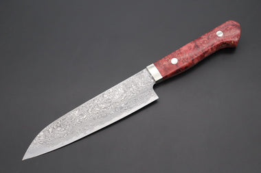 Mr. Itou Gyuto Mr. Itou R-2 Custom Damascus Gyuto 155mm (6.4 inch, Stabilized Red-color Maple Burl Wood Handle, IT-234)