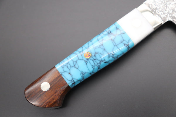 Mr. Itou Gyuto Mr. Itou R-2 Custom Damascus Gyuto 265mm (10.4 Inch) "Custom Combination Handle (Corian/Turuqoise/Ironwood)" (IT-1)