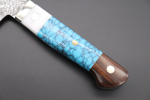 Mr. Itou Gyuto Mr. Itou R-2 Custom Damascus Gyuto 265mm (10.4 Inch) "Custom Combination Handle (Corian/Turuqoise/Ironwood)" (IT-1)