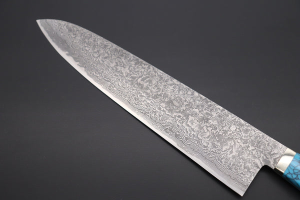 Mr. Itou Gyuto Mr. Itou R-2 Custom Damascus Gyuto 265mm (10.4 inch) "Turquoise Gem-Composite Stone Handle" (IT-4)