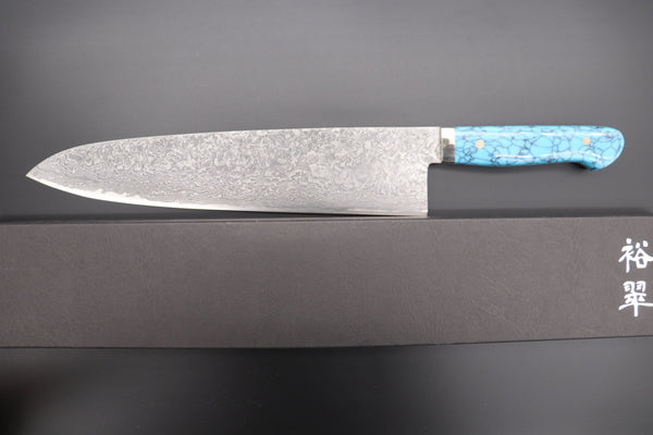 Mr. Itou Gyuto Mr. Itou R-2 Custom Damascus Gyuto 265mm (10.4 inch) "Turquoise Gem-Composite Stone Handle" (IT-4)