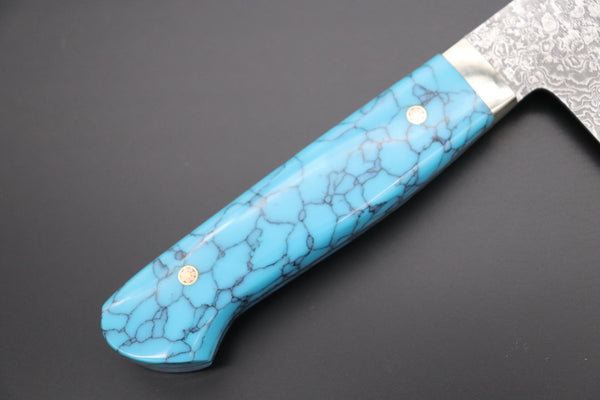 Mr. Itou Gyuto Mr. Itou R-2 Custom Damascus Gyuto 265mm (10.4 inch) "Turquoise Gem-Composite Stone Handle" (IT-4)